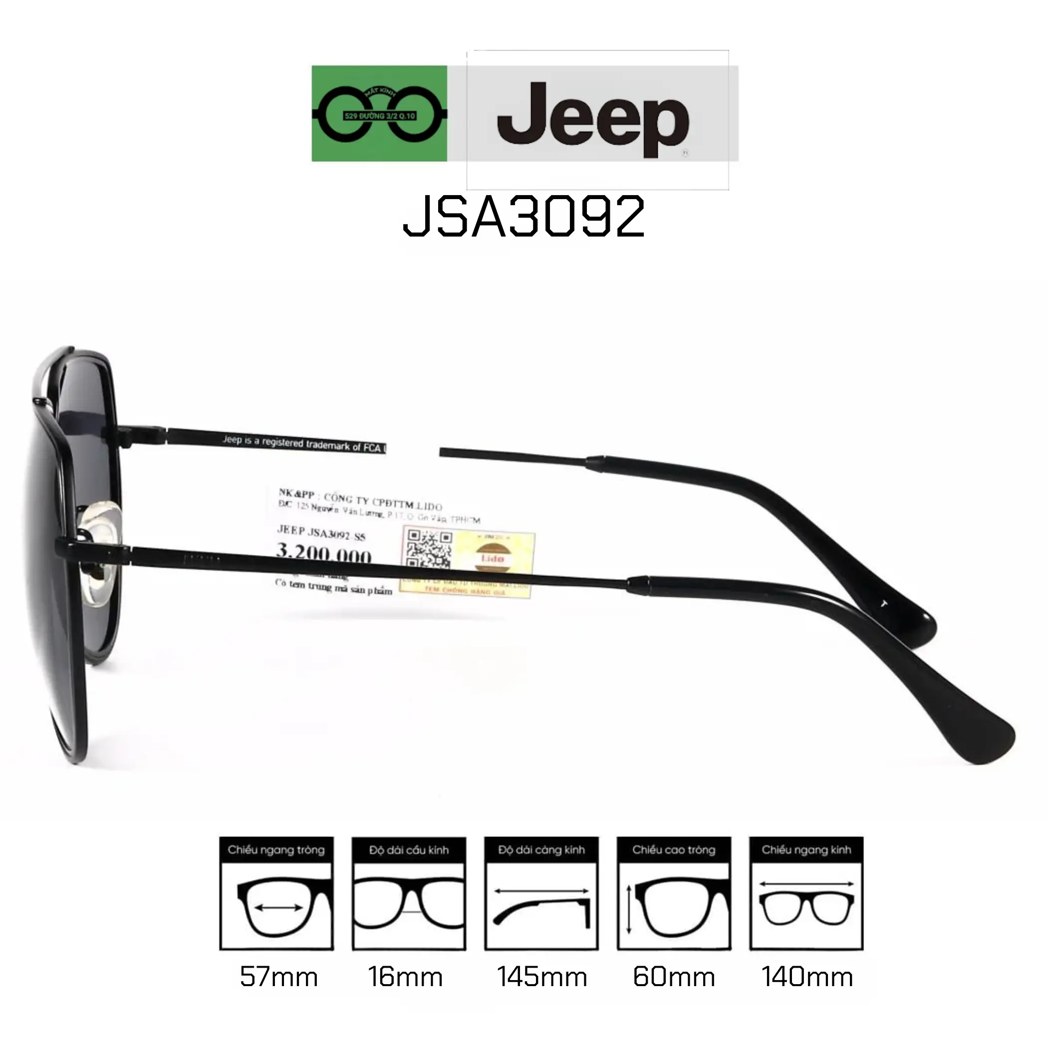 Kính mát nam phi công Jeep JSA3092 — Hình 1